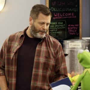 Still of Nick Offerman in The Muppets 2015