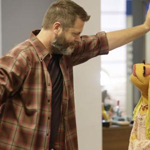 Still of Nick Offerman in The Muppets 2015