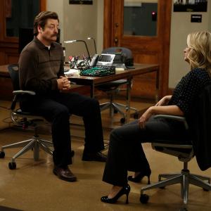Still of Nick Offerman and Amy Poehler in Parks and Recreation 2009