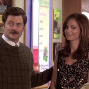 Still of Megan Mullally and Nick Offerman in Parks and Recreation (2009)