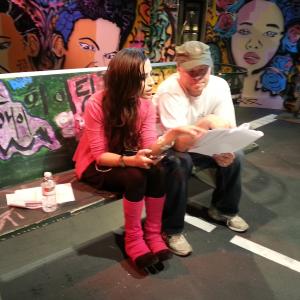 Actress Briana Baron and Jon Smith on set