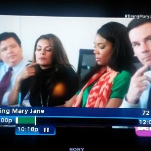 Being Mary Jane with both main characters next to me Lisa Vidal and Gabrielle Union On BET Network Season 1 Episode 1