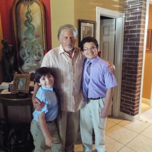 William Forsythe, Andrew Martinez, and Ricky Martinez on set of Hidden in the Woods