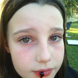 On set of Jackrabbit after her character has been struck by her father.