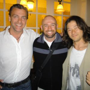Jeremy Dunn, who plays a Frost Giant and Co-Star Ray Stevenson (Volstagg) and Co-Star Tadanobu Asano (Hogun)... at the New Mexico Wrap Party.