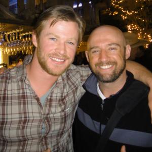 Jeremy Dunn who plays a Frost Giant and Thor himself Chris Hemsworth at the New Mexico Wrap Party