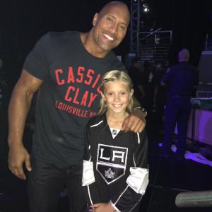 Dwayne The Rock Johnson and Chloe Ewing ready to present the Athlete of the Year Award at The Nickelodeon Kids Choice Sports Awards 2014