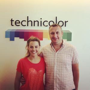 Emily Cook with Senior Colourist Paul Ensby at Technicolor in London