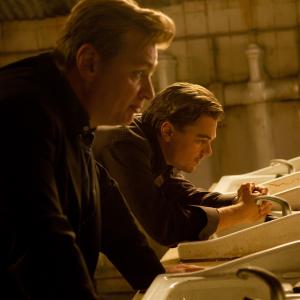 Still of Leonardo DiCaprio and Christopher Nolan in Pradzia 2010