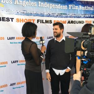 Being interviewed at LAIFF before the screening of Croissant Man The series won Best WebSeries that evening