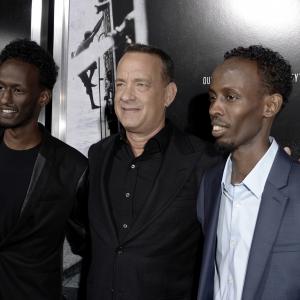 Tom Hanks Barkhad Abdi and Mahat M Ali at event of Kapitonas Phillips 2013