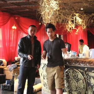 Chris Chung and Aaron Ly on set of Handuken