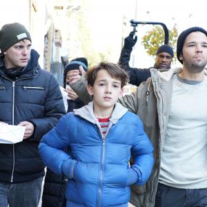 Director / Choreographer Paul Becker walks Nathan Kress and Colin Critchley through a scene in Brooklyn.