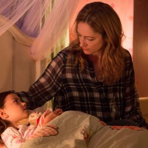 Abby Ryder Fortson starring as Cassie Lang, Paul Rudd's Daughter, in Marvel's Ant-Man. Here Judy Greer plays Abby's Mom, Maggie. Directed by Peyton Reed.
