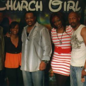 James Lewis with fellow cast mates of Church Girl.