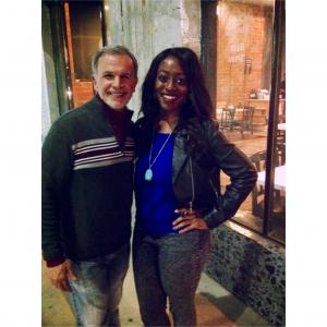 Jessica Obilom and Tony Plana on set of Butterfly Caught film