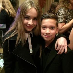 Tristan DeVan with Sabrina Carpenter at a Looking Ahead event for young actors