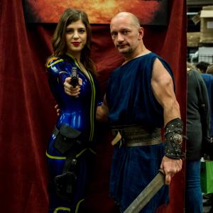 Promoting Enemy of Rome at Montreal ComicCon with actress and model Sandra Belrose from Heroes of the North