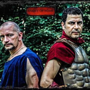 Actors Sylvano Harvey as Vitellius and Allan Carvalho as Sertorius in Enemy of Rome