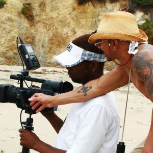 In photo; writer/producer and director Ty Granderson Jones lines up a shot with his DP Airic Lewis.