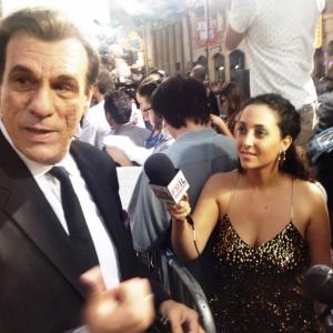 Sivan Philips interviewing Robert Davi at The Expendables 3 premiere in Hollywood Starring Sylvester StalloneJason StathamHarrison FordArnold Schwarzenegger Mel GibsonWesley Snipes Antonio Banderas Jet Li Directed byPatrick Hughes