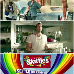My appearance as two characters in the Skittles Super Bowl XLIX commercial
