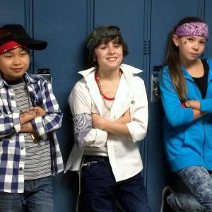Three Amigos! Sean Quan, Valin Shinyei, and Taylor Dianne Robinson on set in Last Night in Suburbia.
