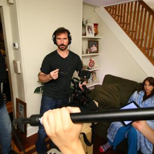 Working behind the scenes (left) as writer, director, and producer of Ditch, a micro-short thriller