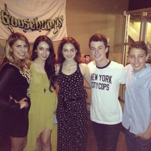 Gabriela Fraile at the Goosebumps wrap party with actors Odeya Rush, Dylan Minnette, and Ryan Lee.