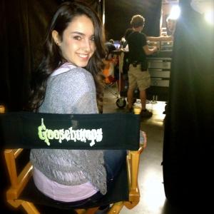 Gabriela Fraile on the set of Goosebumps.