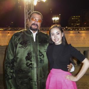 Steven Seagal and Elena House on the red carpet at the Chinese American Film Festival 2014