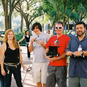 On set of film Heist with Evan Carnevali Gustavo Carnevali Mike Lopes and Chelsi Archembeau St Petersburg Florida