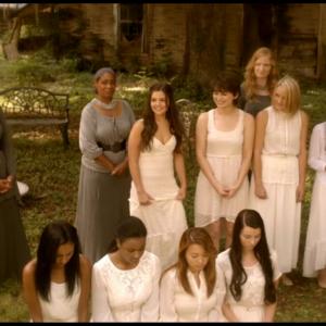 Still of Agnes Mayasari, Bethania Locke, Kayla Seligman, Danielle Campbell, Diana Chiritescu, Lauren Little, Aubrey DeVaney and Yasmine Al-Bustami in The CW's The Originals Sinners and Saints (2013)