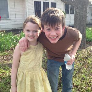 Teagan and Josh Wiggins on set of Lost in the Sun