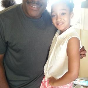 Aja and the veteran Actor GregAlan Williams on the set of Bad Apple