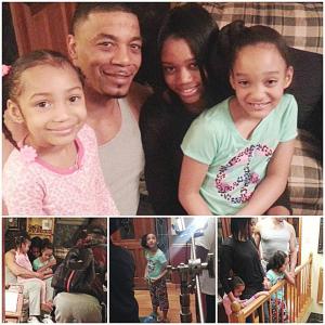 Aja and her set family for the feature film The Back Room