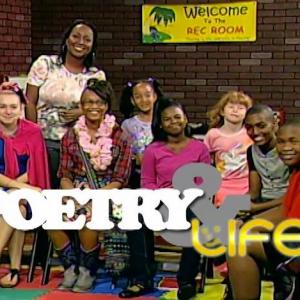 Aja and the cast of Poetry and Life Television program