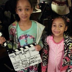Aja and Karsi on the set of the feature film 