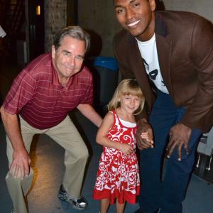 Beau Bridges, Paige Michaels and Ron Artest as Metta World Peace for CBS's The Millers.