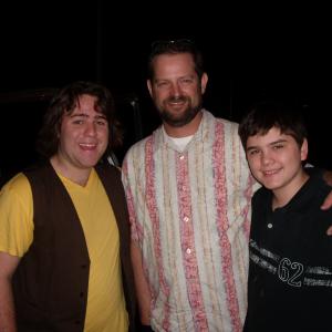 Sean Patrick Flaherty, Kevin Flaherty, and Jameson Moss (Easy A) on the set of Not Your Time.
