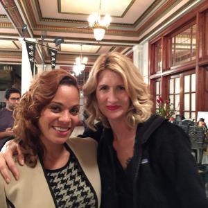 Laura Dern and Jaqueline Fleming on the set of The Tale
