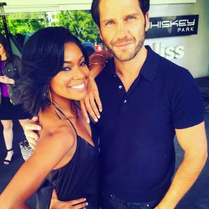 James Lee Taylor and Gabrielle Union on set filming Being Mary Jane - Series 3