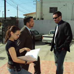 On the set of Confession with Mauricio Mendoza