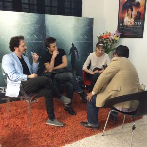 Isaac Ezban in press junket on June 2015 for the theatrical release of THE INCIDENT (September 2015) in Mexico, with actors Nailea Norvind and Fernando Alvarez Rebeil.