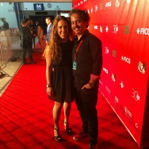 Isaac Ezban with producer and wife Miriam Mercado at the red carpet of the Guadalajara International Film Festival ready to present THE INCIDENT March 2015