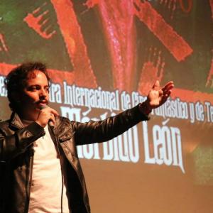 Isaac Ezban presenting his first feature film THE INCIDENT at the Opening Night of Morbido Leon June 2015