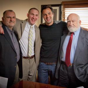 Kresh Novakovic, Ed Asner and Joe Lisi, Michael Markiewicz on the set of Joe's War