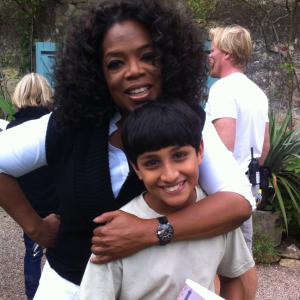 Oprah with Dillon during the filming of The Hundred Foot Journey in France