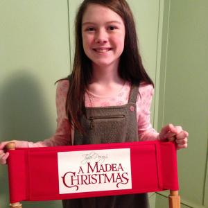 Maddie Compton on set of Tyler Perrys A Madea Christmas