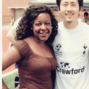 Steven Yeun The Walking Dead and I during the Soccer in the Streets Tournament at Grady Stadium
